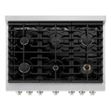 ZLINE 36 in. 5.2 cu. ft. Paramount Dual Fuel Range with 6 Burner Gas Cooktop and Electric Convection Oven in Satin Stainless Steel with White Matte Door (SDRS-WM-36)