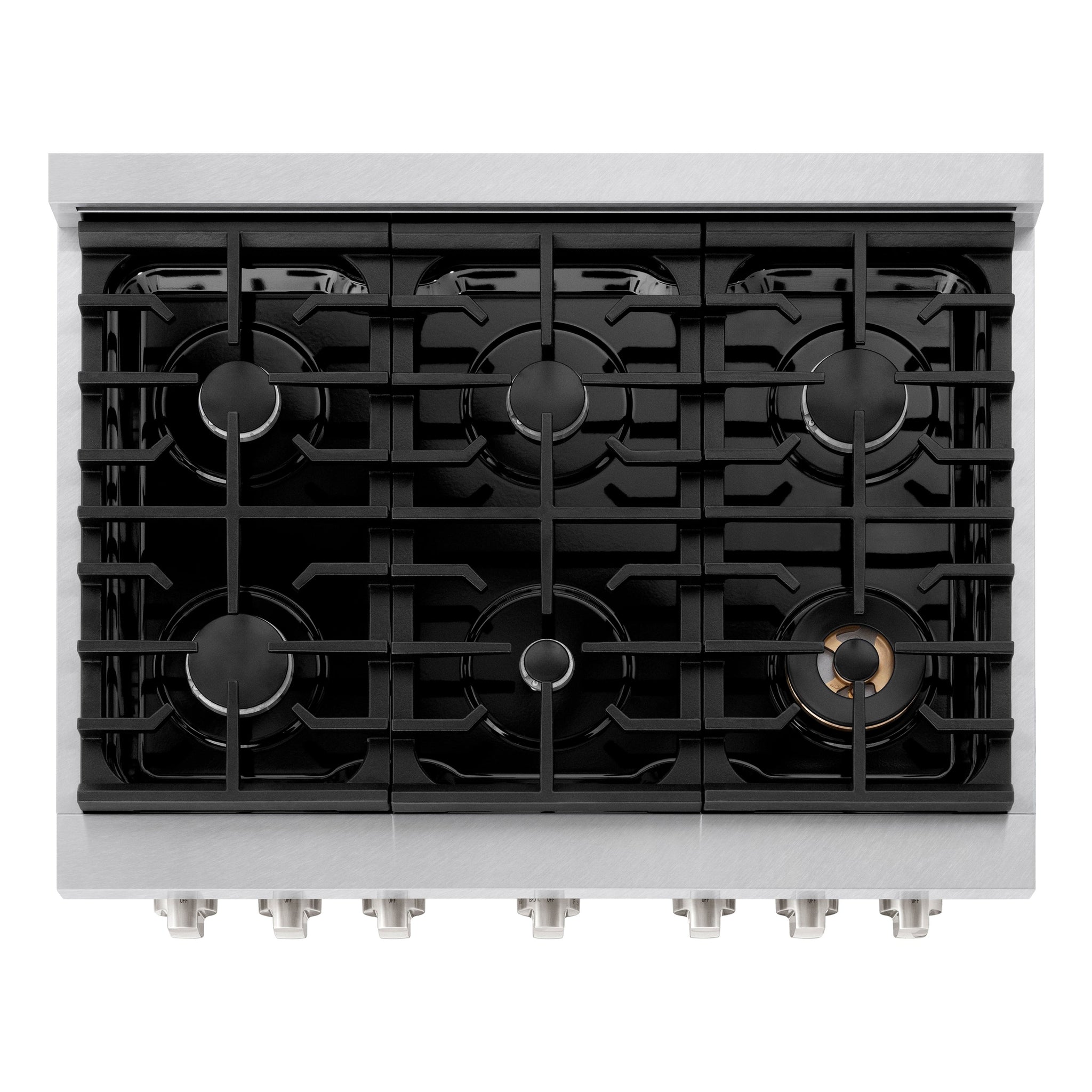 ZLINE 36 in. 5.2 cu. ft. Paramount Dual Fuel Range with 6 Burner Gas Cooktop and Electric Convection Oven in Satin Stainless Steel with White Matte Door (SDRS-WM-36)