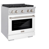 ZLINE 30 in. 4.2 cu. ft. Paramount Gas Range with 4 Burner Cooktop and Convection Gas Oven in Satin Stainless Steel with White Matte Door (SGRS-WM-30)
