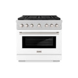 ZLINE 36 in. 5.2 cu. ft. Paramount Gas Range with 6 Burner Cooktop and Convection Gas Oven in Satin Stainless Steel with White Matte Door (SGRS-WM-36)