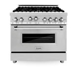ZLINE 36 in. Professional 4.6 cu. ft. 6 Gas on Gas Range in Stainless Steel with Reversible Griddle (RG-GR-36)