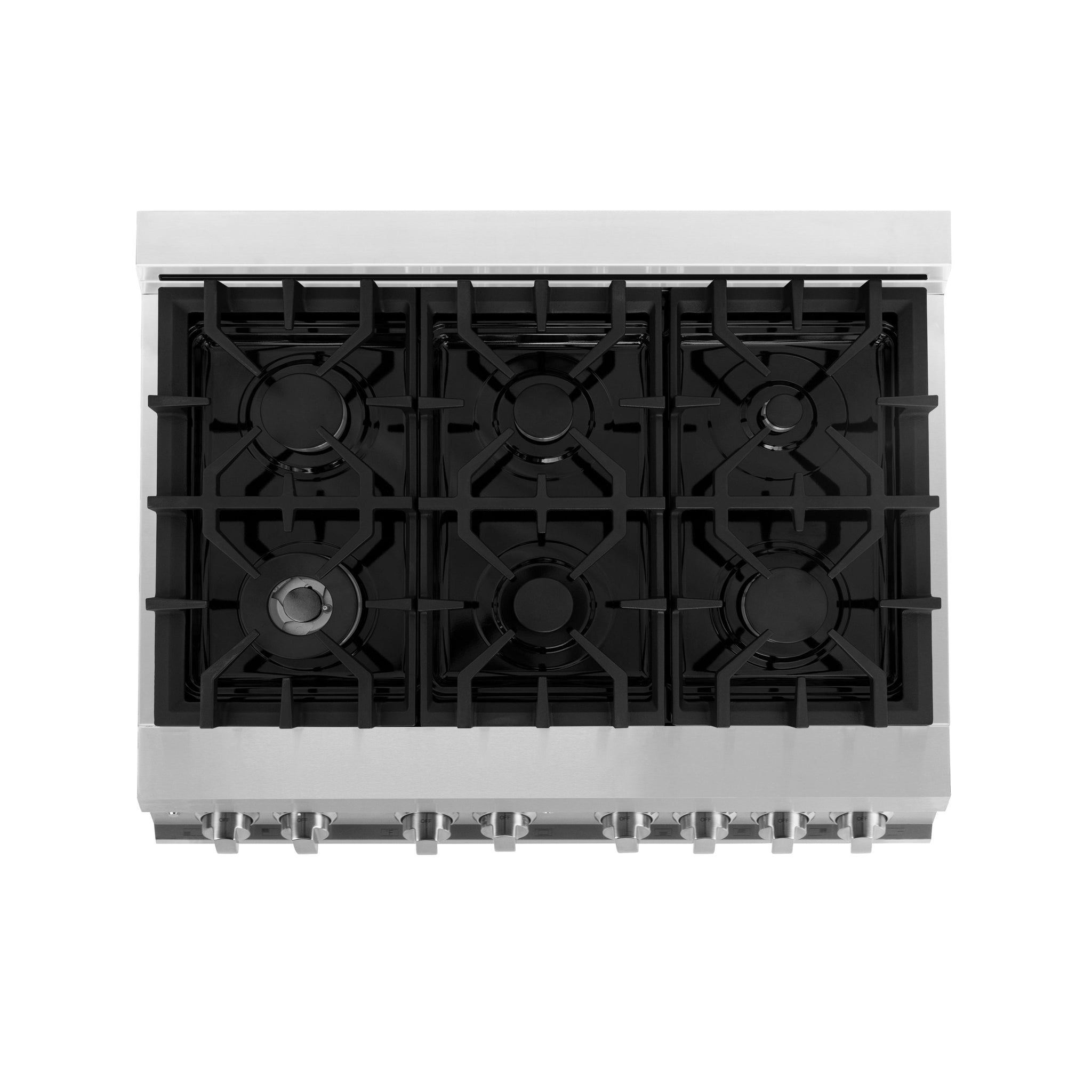 ZLINE 36 in. 4.6 cu. ft. Legacy Dual Fuel Range with 6 Burner Gas Cooktop and Electric Convection Oven in Stainless Steel and Black Matte Door (RA-BLM-36)