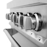 ZLINE 30 in. 4.0 cu. ft. Legacy Dual Fuel Range with Gas Cooktop and Electric Convection Oven in Satin Stainless Steel with 4 Brass Burners and Griddle (RAS-SN-BR-GR-30)