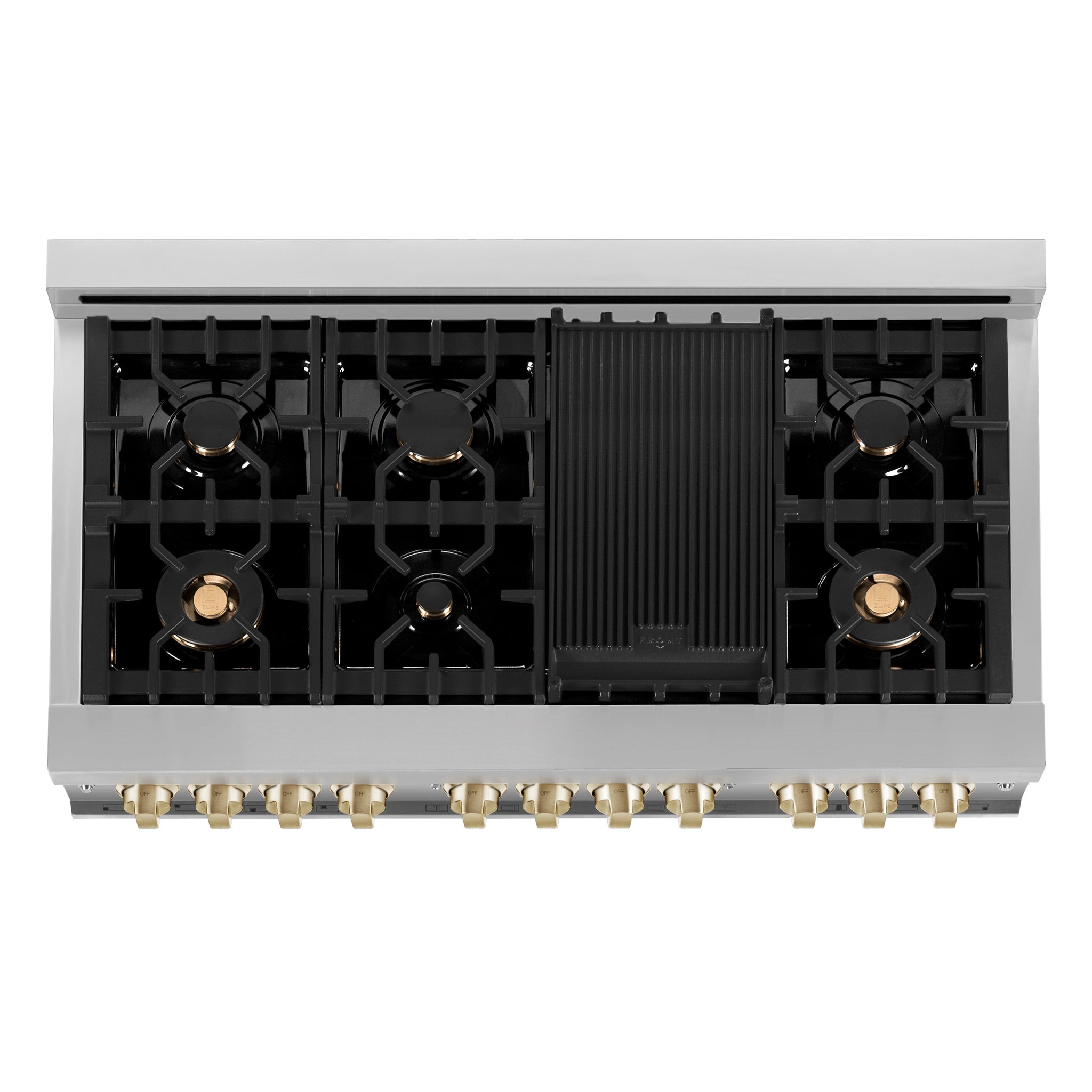 ZLINE 48 in. Autograph Edition Kitchen Package with Stainless Steel Dual Fuel Range with White Matte Door, Range Hood and Dishwasher with Polished Gold  Accents (3AKP-RAWMRHDWM48-G)