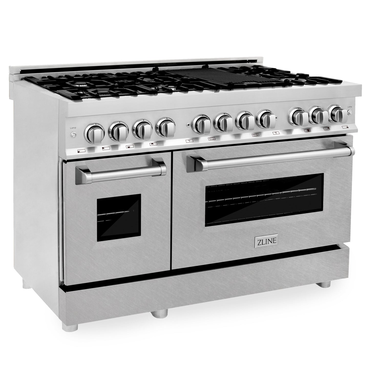 ZLINE 48 in. 6.0 cu. ft. Legacy Dual Fuel Range with 7 Burner Gas Cooktop and 2 Electric Ovens in Stainless Steel with Satin Stainless Steel Doors (RA-SN-48)