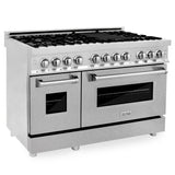 ZLINE 48 in. 6.0 cu. ft. Legacy Dual Fuel Range with 7 Burner Gas Cooktop and 2 Electric Ovens in Stainless Steel with Satin Stainless Steel Doors (RA-SN-48)