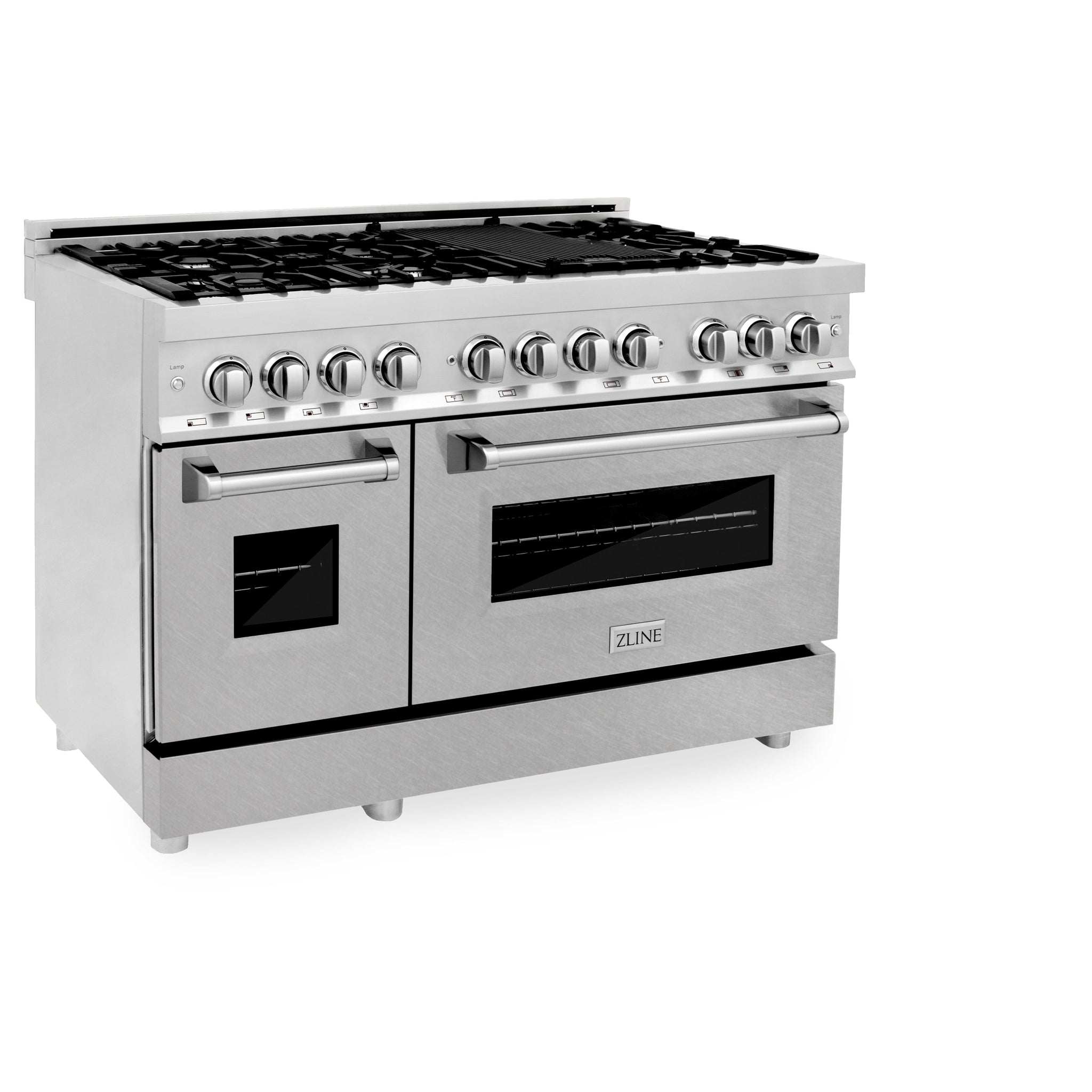 ZLINE 48 in. 6.0 cu. ft. Legacy Dual Fuel Range with 7 Burner Gas Cooktop and 2 Electric Ovens in Stainless Steel with Satin Stainless Steel Doors (RA-SN-48)