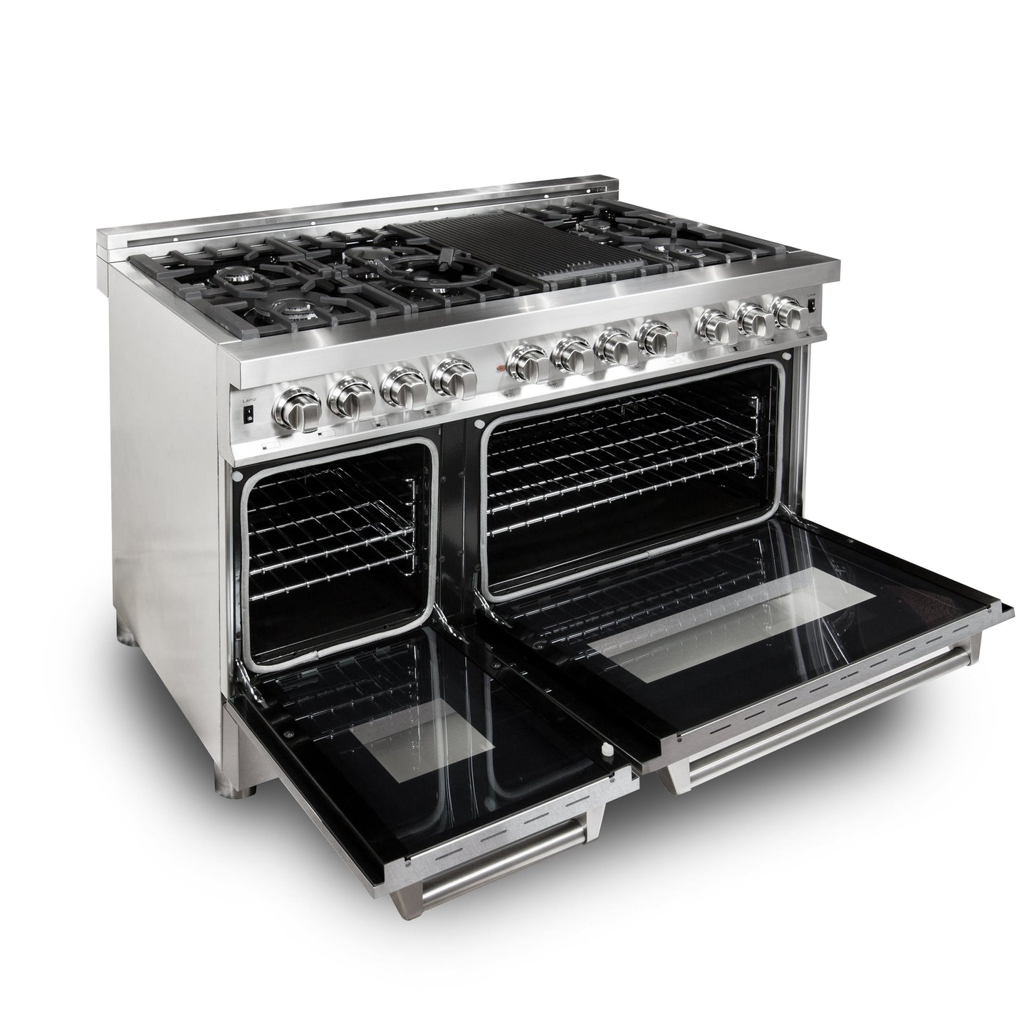 ZLINE 48 in. 6.0 cu. ft. Legacy Dual Fuel Range with 7 Burner Gas Cooktop and 2 Electric Ovens in Stainless Steel with Satin Stainless Steel Doors (RA-SN-48)