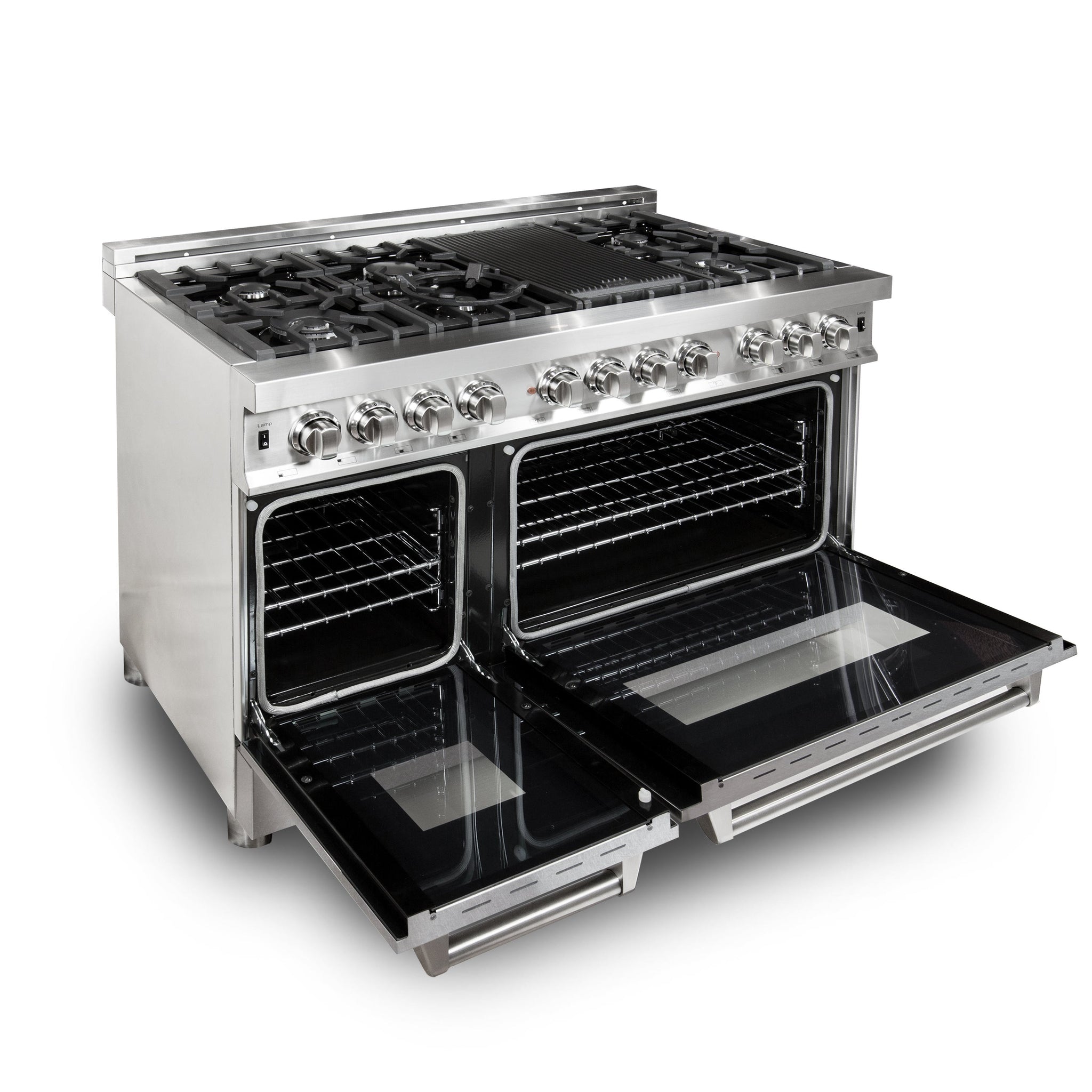 ZLINE 48 in. 6.0 cu. ft. Legacy Dual Fuel Range with 7 Burner Gas Cooktop and 2 Electric Ovens in Stainless Steel with Satin Stainless Steel Doors (RA-SN-48)