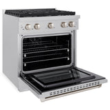 ZLINE 30 in. 4.2 cu. ft. Paramount Dual Fuel Range with 4 Burner Gas Cooktop and Electric Convection Oven in Satin Stainless Steel (SDRS-30)