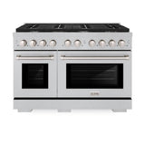 ZLINE 48 in. 6.7 cu. ft. Paramount Double Oven Dual Fuel Range with 8 Burner Gas Cooktop in Satin Stainless Steel (SDRS-48)