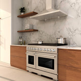 ZLINE 48 in. 6.7 cu. ft. Paramount Double Oven Dual Fuel Range with 8 Burner Gas Cooktop in Satin Stainless Steel (SDRS-48)