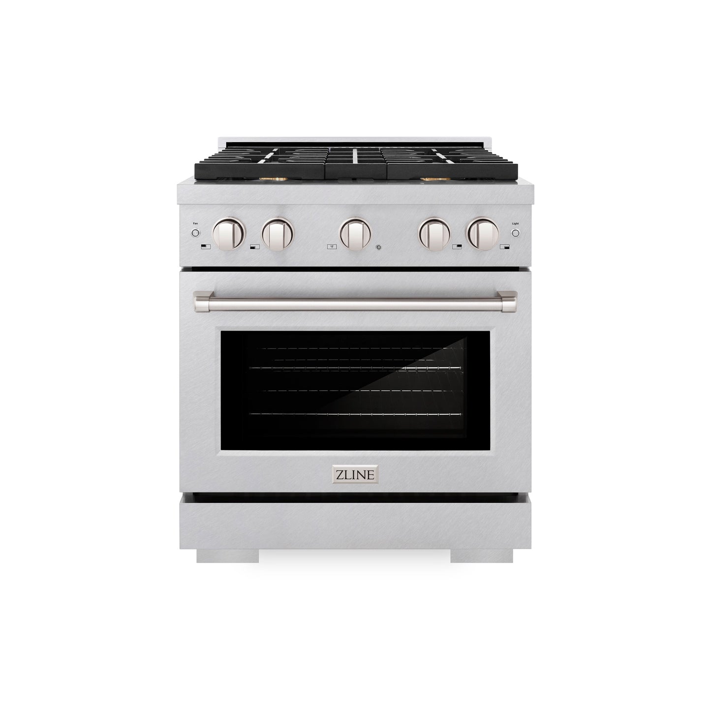 ZLINE 30 in. 4.2 cu. ft. Paramount Dual Fuel Range with Gas Cooktop and Electric Convection Oven in Satin Stainless Steel with 4 Brass Burners (SDRS-BR-30)