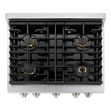 ZLINE 30 in. 4.2 cu. ft. Paramount Gas Range with Convection Gas Oven in Stainless Steel with 4 Brass Burners (SGR-BR-30)
