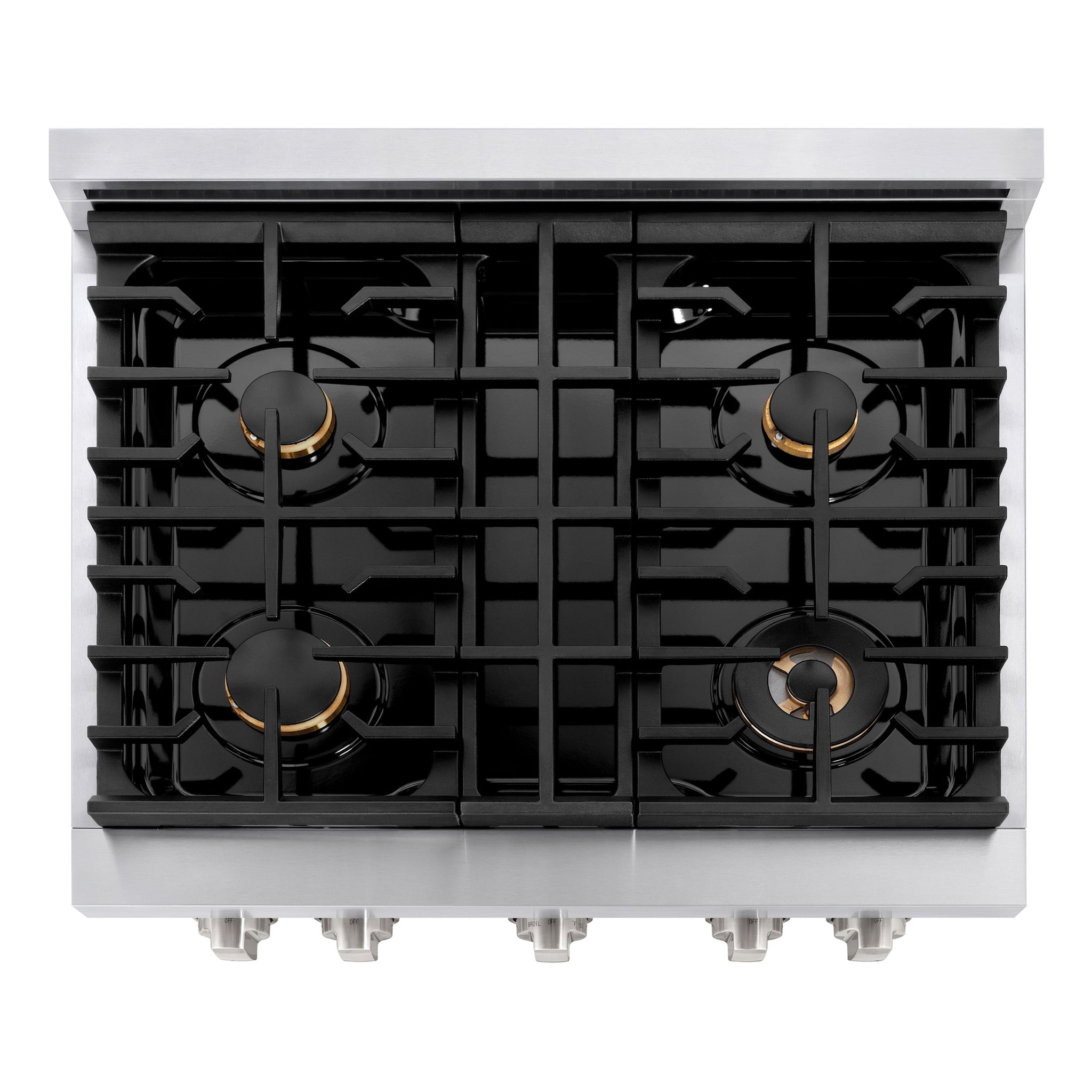 ZLINE 30 in. 4.2 cu. ft. Paramount Gas Range with Convection Gas Oven in Stainless Steel with 4 Brass Burners (SGR-BR-30)