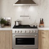 ZLINE 36 in. 5.2 cu. ft. Paramount Gas Range with Convection Gas Oven in Stainless Steel with 6 Brass Burners (SGR-BR-36)