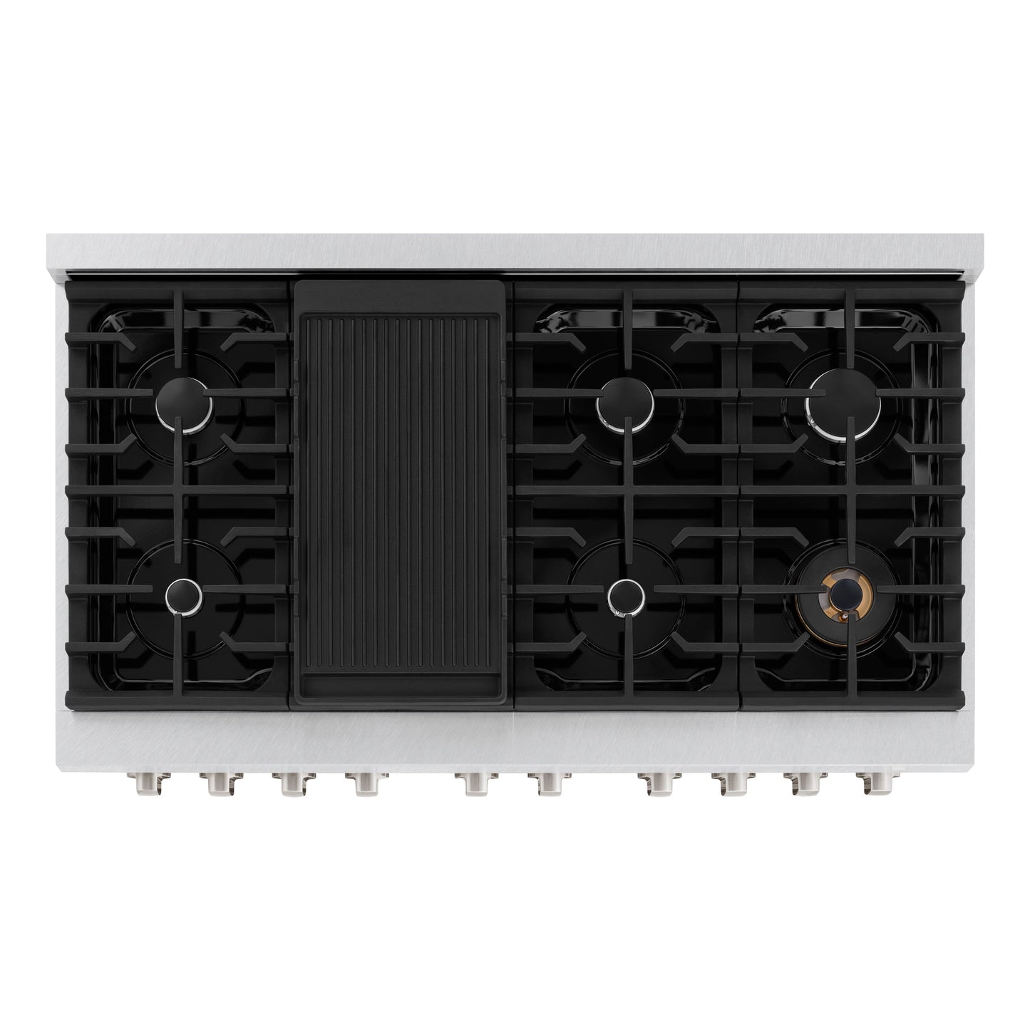 ZLINE 48 in. 6.7 cu. ft. Paramount Double Oven Gas Range with 8 Burner Cooktop in Satin Stainless Steel (SGRS-48)