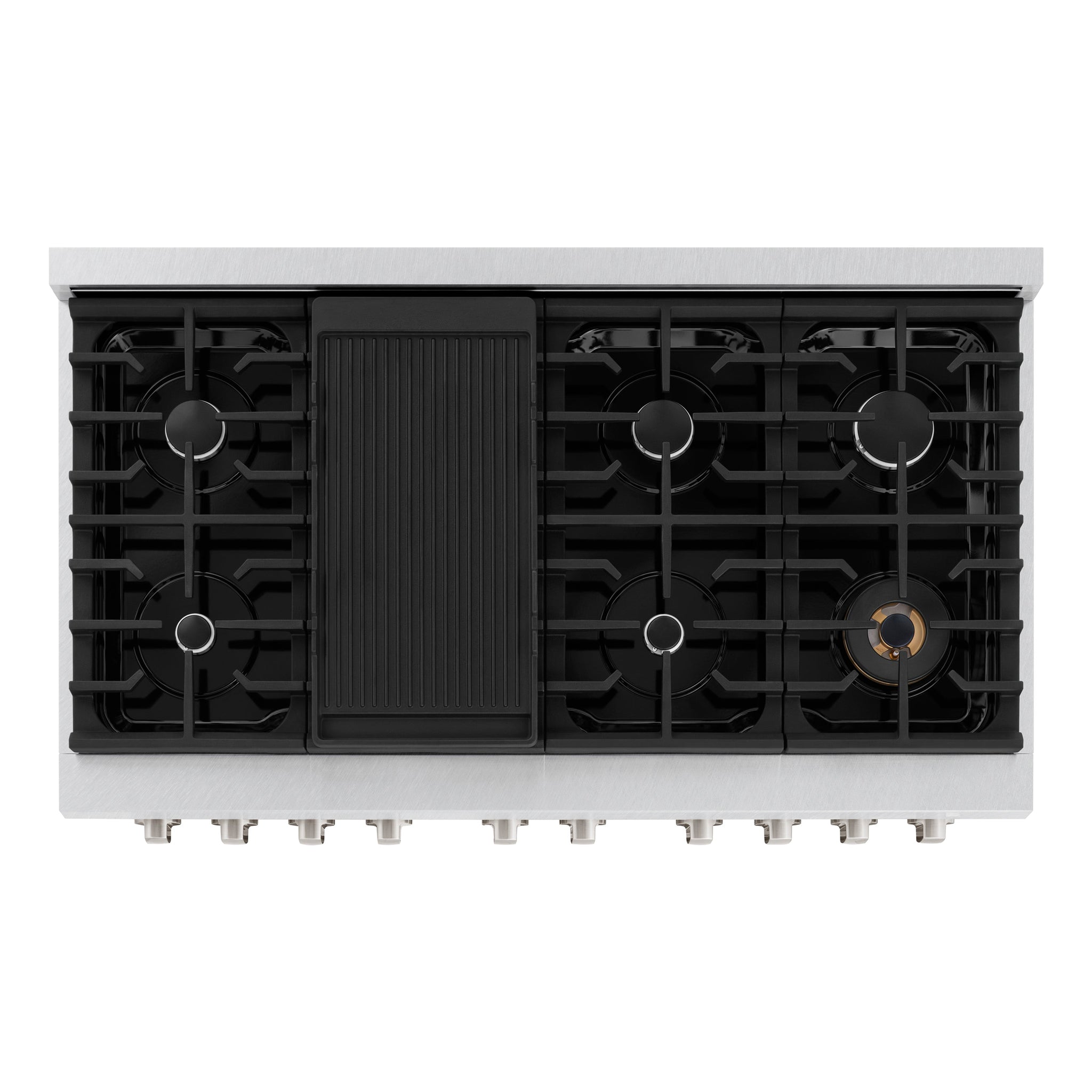 ZLINE 48 in. 6.7 cu. ft. Paramount Double Oven Gas Range with 8 Burner Cooktop in Satin Stainless Steel (SGRS-48)