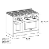 ZLINE Autograph Edition 48 in. 6.7 cu. ft. Paramount Gas Range with 8 Burner DuoPro™ Cooktop and Dual Ovens in Black Stainless Steel and Champagne Bronze Accents (PSGRBZ-48-CB)