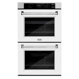 ZLINE 30 in. Professional True Convection Double Wall Oven with Air Fry and Self Clean in Satin Stainless Steel with White Matte Doors (WADS-WM-30)