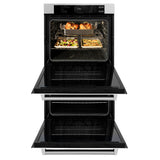 ZLINE 30 in. Professional True Convection Double Wall Oven with Air Fry and Self Clean in Satin Stainless Steel with White Matte Doors (WADS-WM-30)