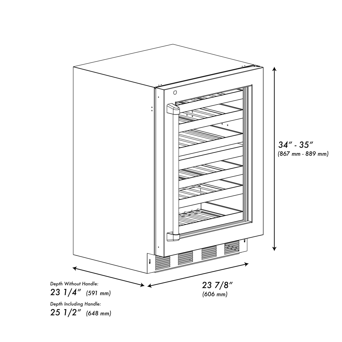 ZLINE 24 in. Touchstone Dual Zone 44 Bottle Wine Cooler With Black Stainless Steel Glass Door (RWDO-BS-24)