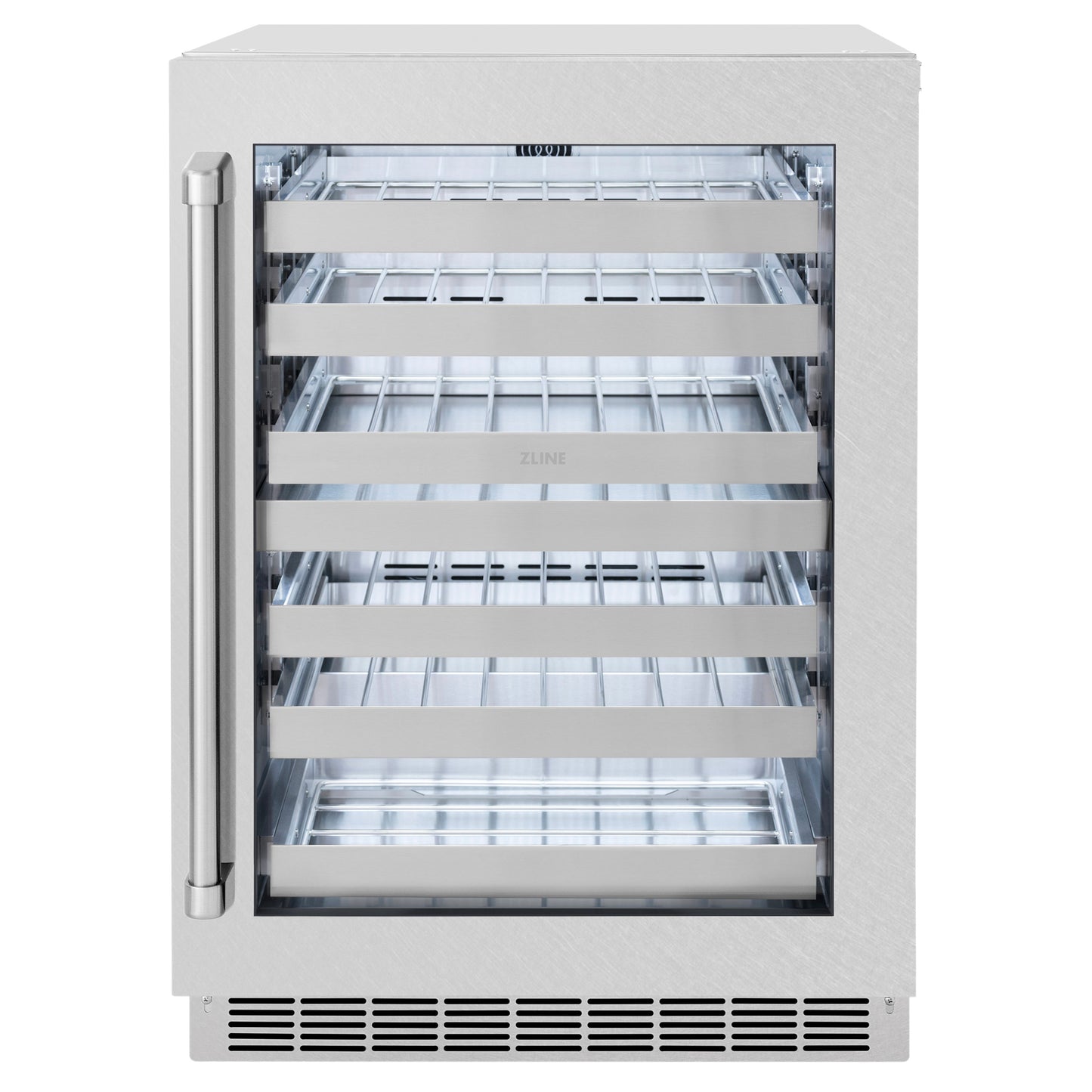 ZLINE 24 in. Touchstone Dual Zone 44 Bottle Wine Cooler with Satin Stainless Steel Glass Door (RWDO-SN-24)