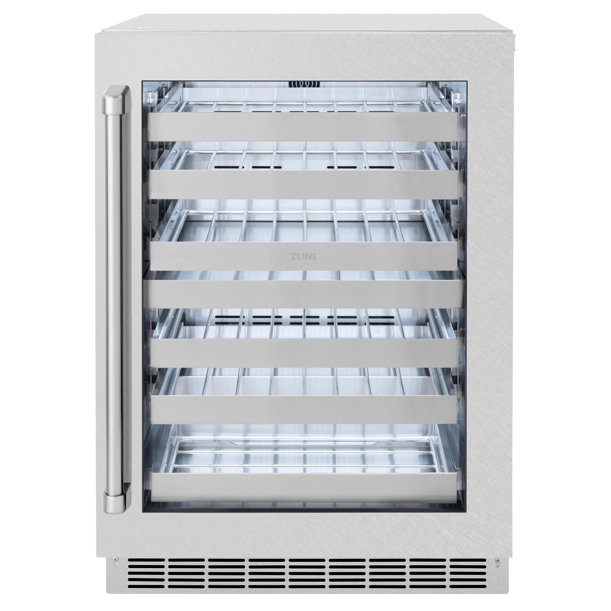 ZLINE 24 in. Touchstone Dual Zone 44 Bottle Wine Cooler with Satin Stainless Steel Glass Door (RWDO-SN-24)