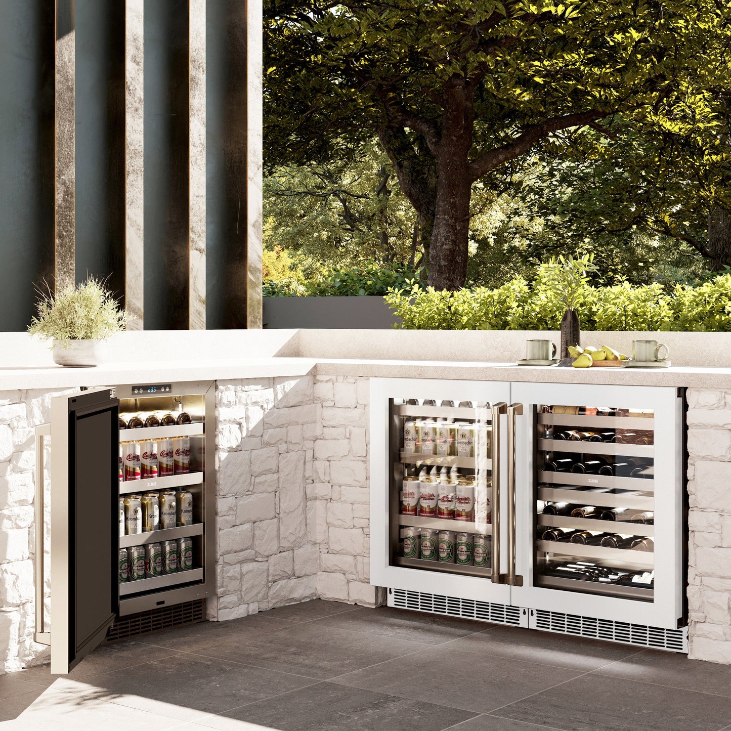 ZLINE 24 in. Touchstone Dual Zone 44 Bottle Wine Cooler With White Matte Glass Door (RWDO-WM-24)