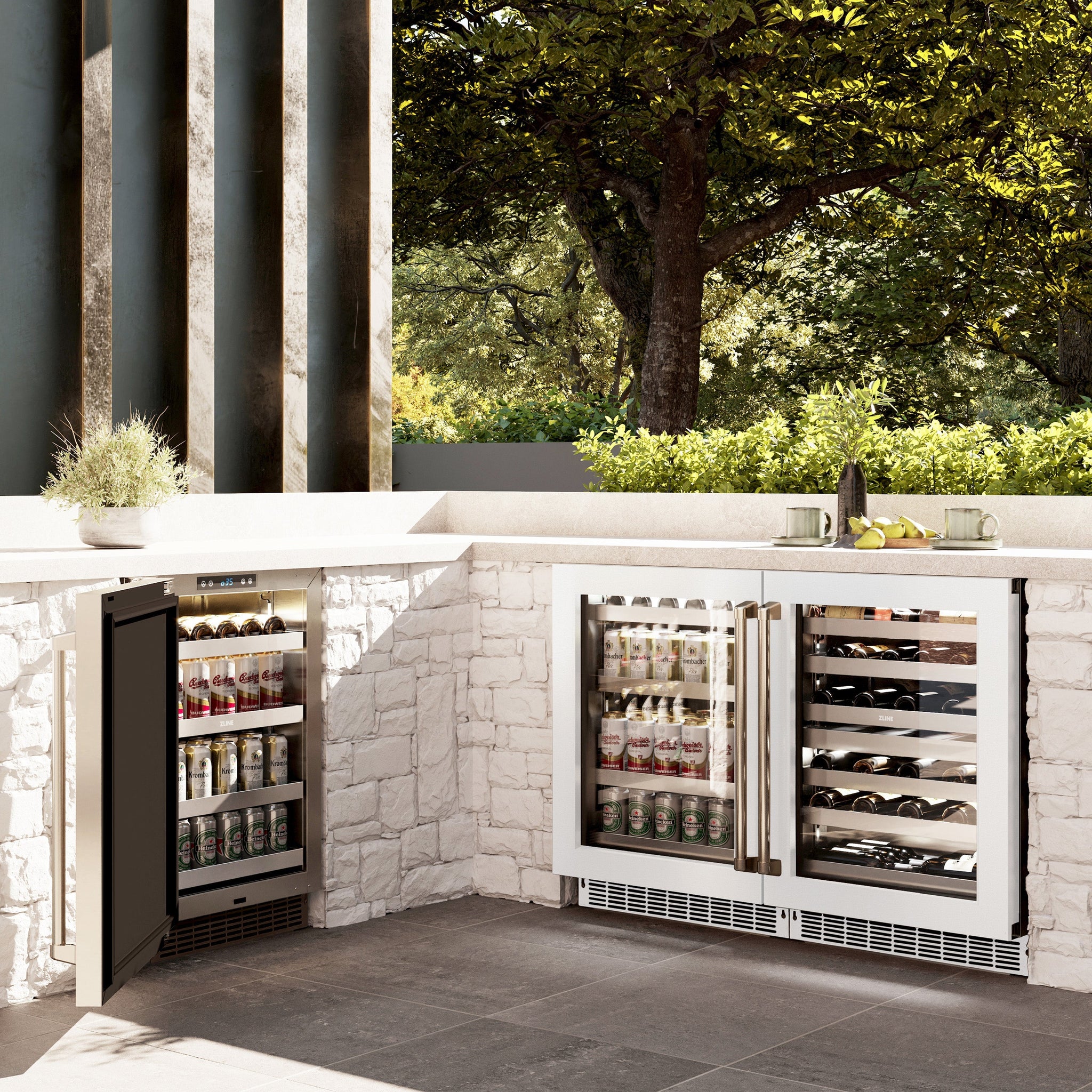ZLINE 24 in. Touchstone Dual Zone 44 Bottle Wine Cooler With White Matte Glass Door (RWDO-WM-24)