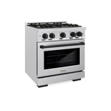 ZLINE Autograph Edition 30 in. 4.2 cu. ft. Select Dual Fuel Range with 4 Burner Gas Cooktop and Electric Convection Oven in Satin Stainless Steel with Matte Black Accents (HDRSZ-30-MB)