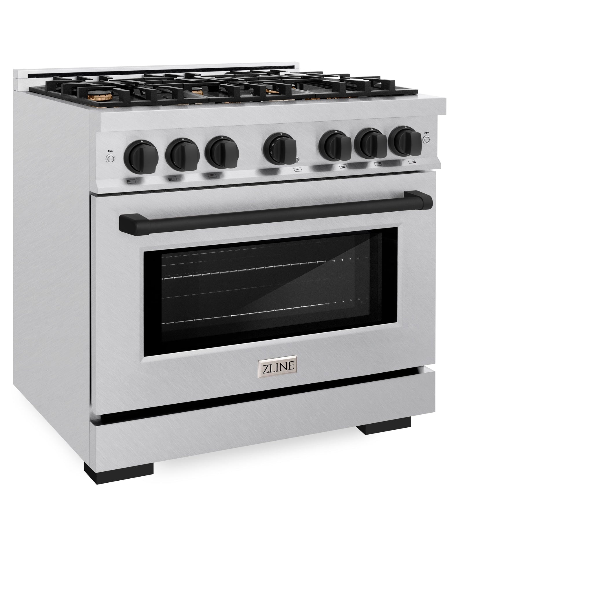 ZLINE Autograph Edition 36 in. 5.2 cu. ft. Select Gas Range with 6 Burner Cooktop and Convection Gas Oven in Satin Stainless Steel and Matte Black Accents (HGRSZ-36-MB)