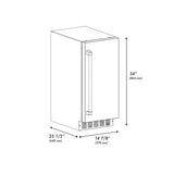 ZLINE Autograph Edition 15 in. Touchstone Clear Cube Ice Maker with Drain Pump and Solid Stainless Steel Door with Champagne Bronze Handle (ICCDZ-ST-15-CB)