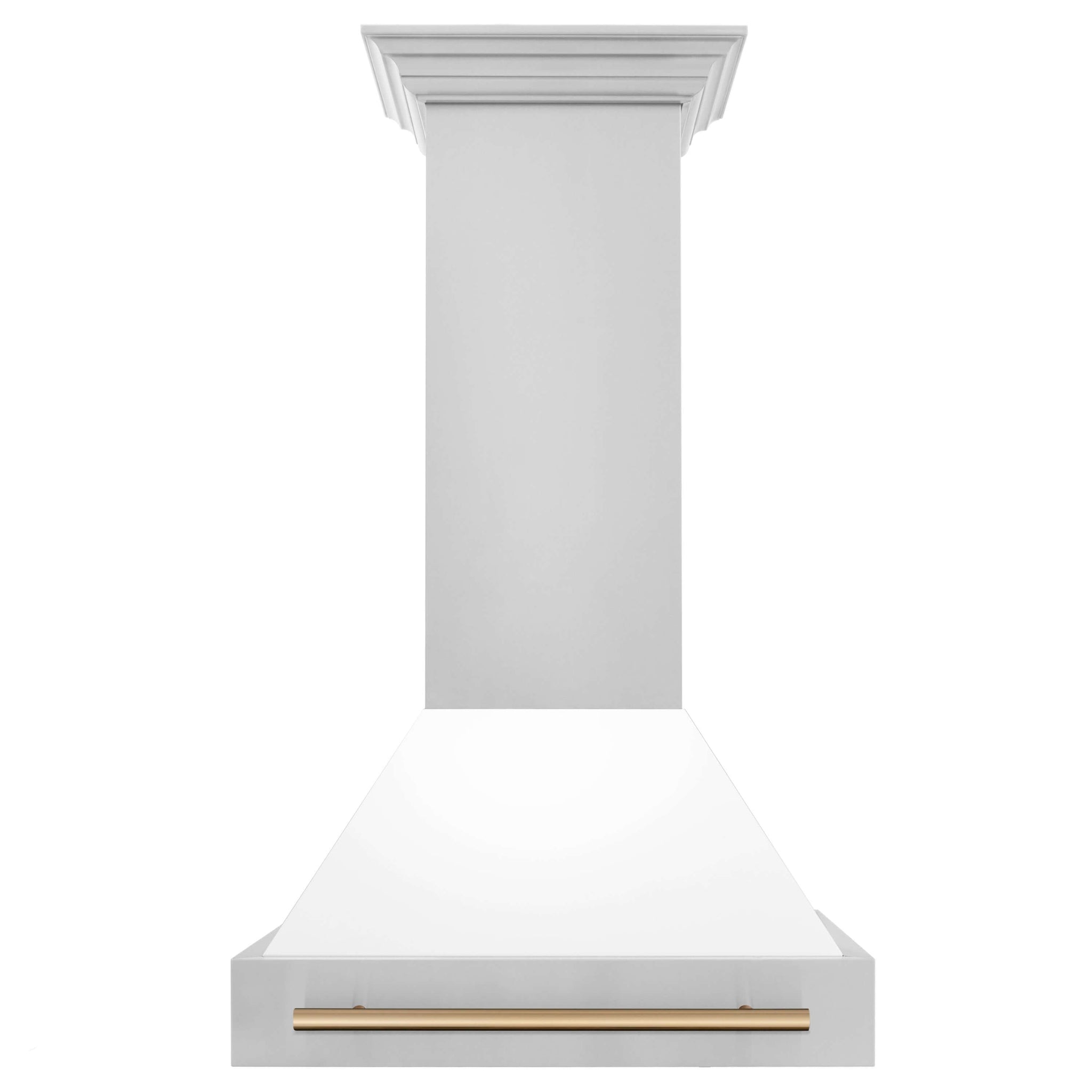 ZLINE Autograph Edition 30 in. Kitchen Package with Stainless Steel Dual Fuel Range with White Matte Door and Range Hood with Champagne Bronze Accents (2AKP-RAWMRH30-CB)