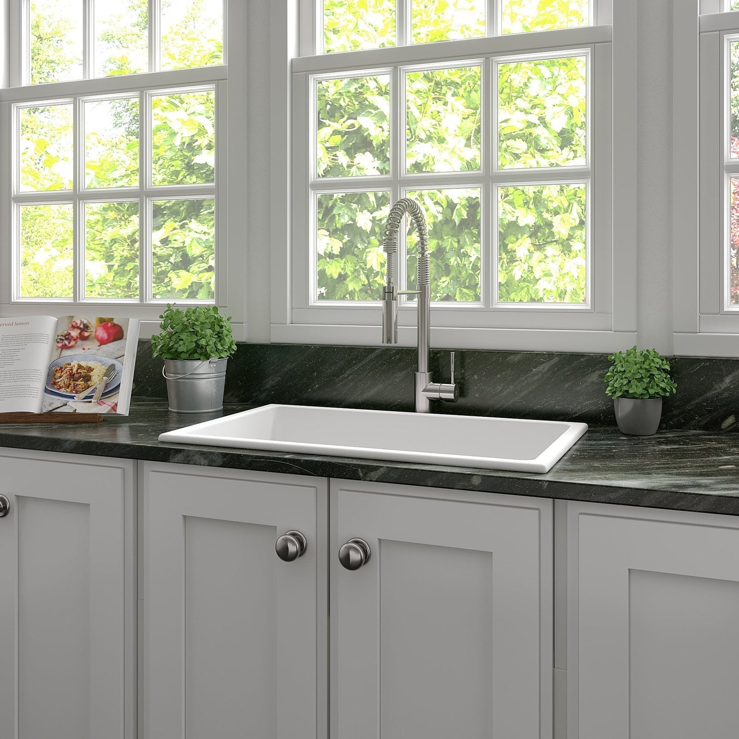 ZLINE 30" Rome Dual Mount Single Bowl Fireclay Kitchen Sink with Bottom Grid (FRC5124)