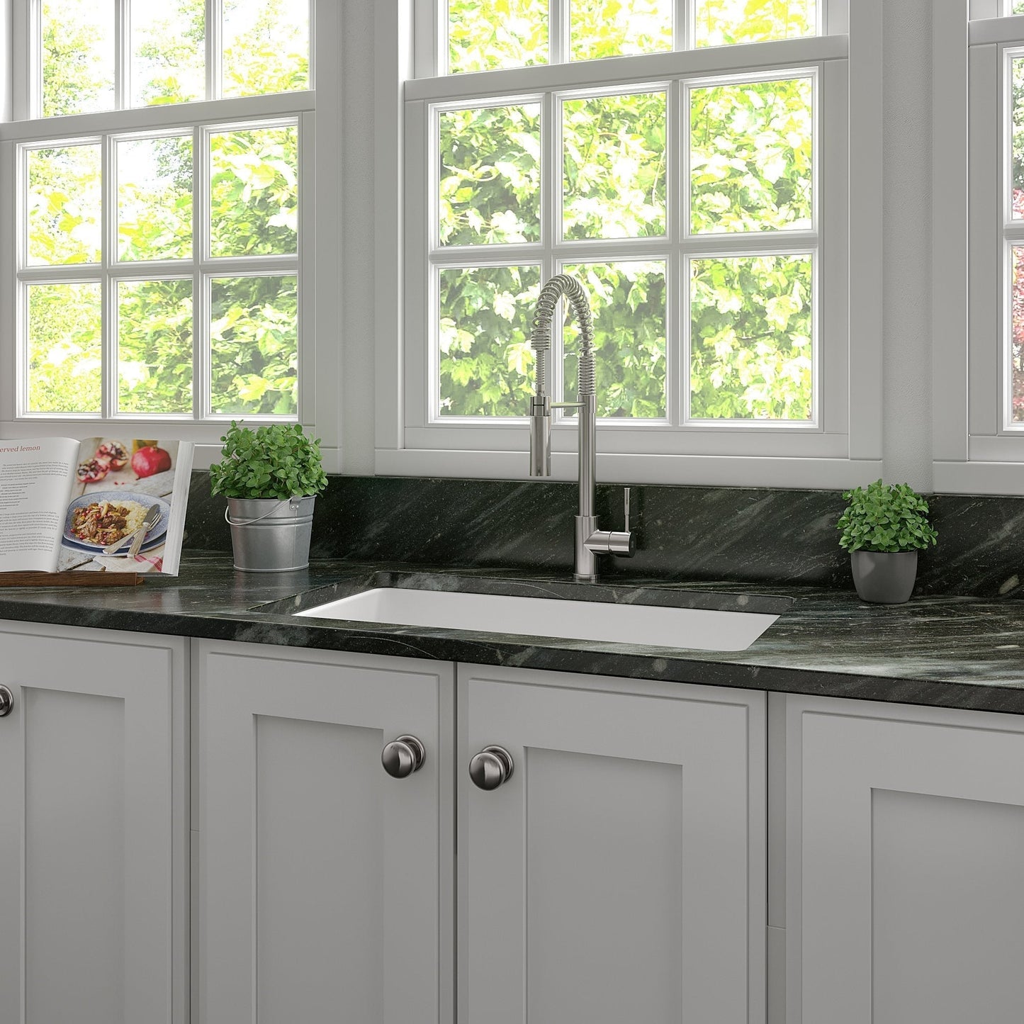 ZLINE 30" Rome Dual Mount Single Bowl Fireclay Kitchen Sink with Bottom Grid (FRC5124)