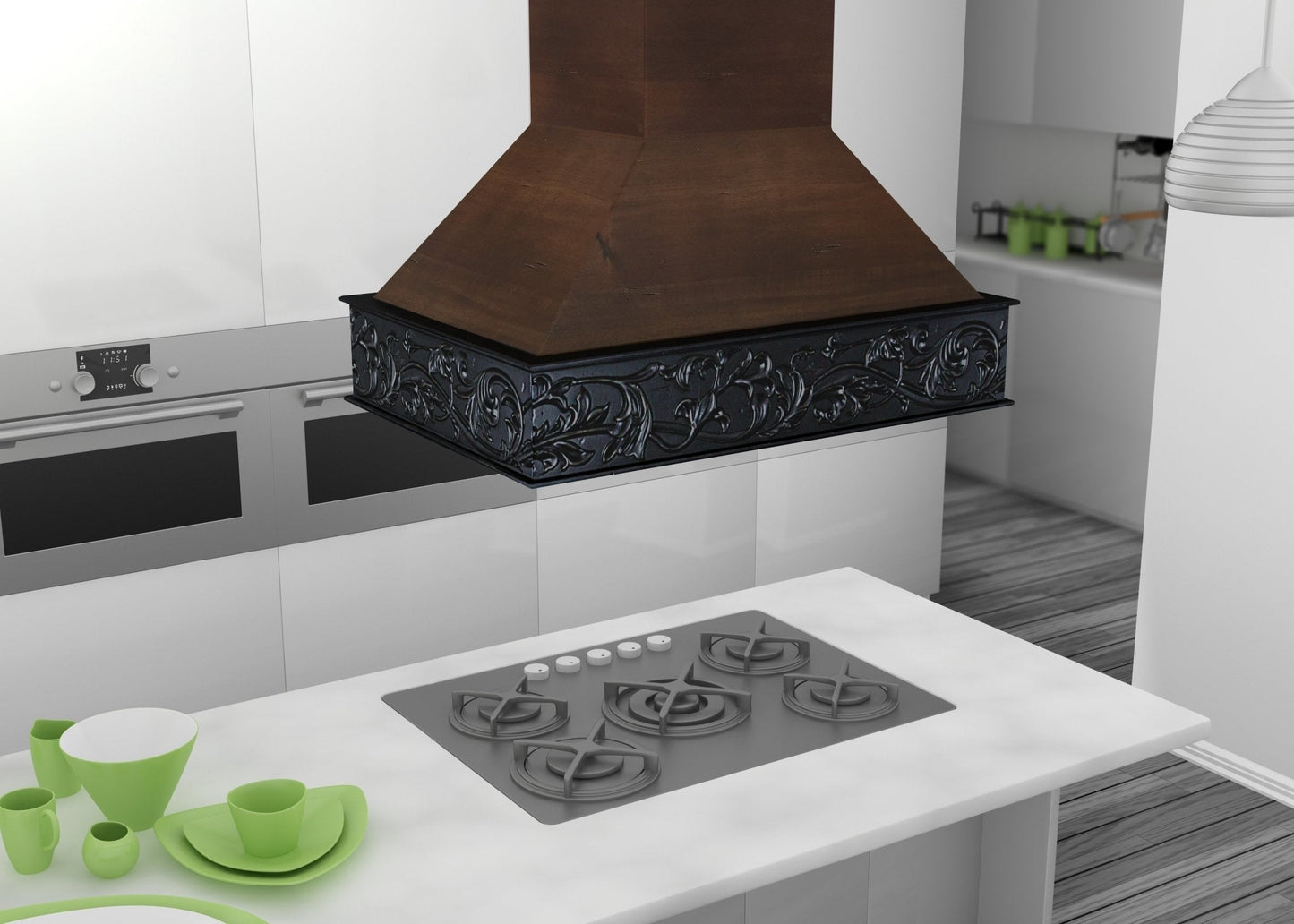 ZLINE 36 in. Wooden Island Mount Range Hood in Antigua and Walnut (9373AR-36)