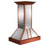ZLINE 36 in. Designer Series Satin Stainless Steel Island Mount Range Hood with Copper Trim (655i-SCCCS-36)