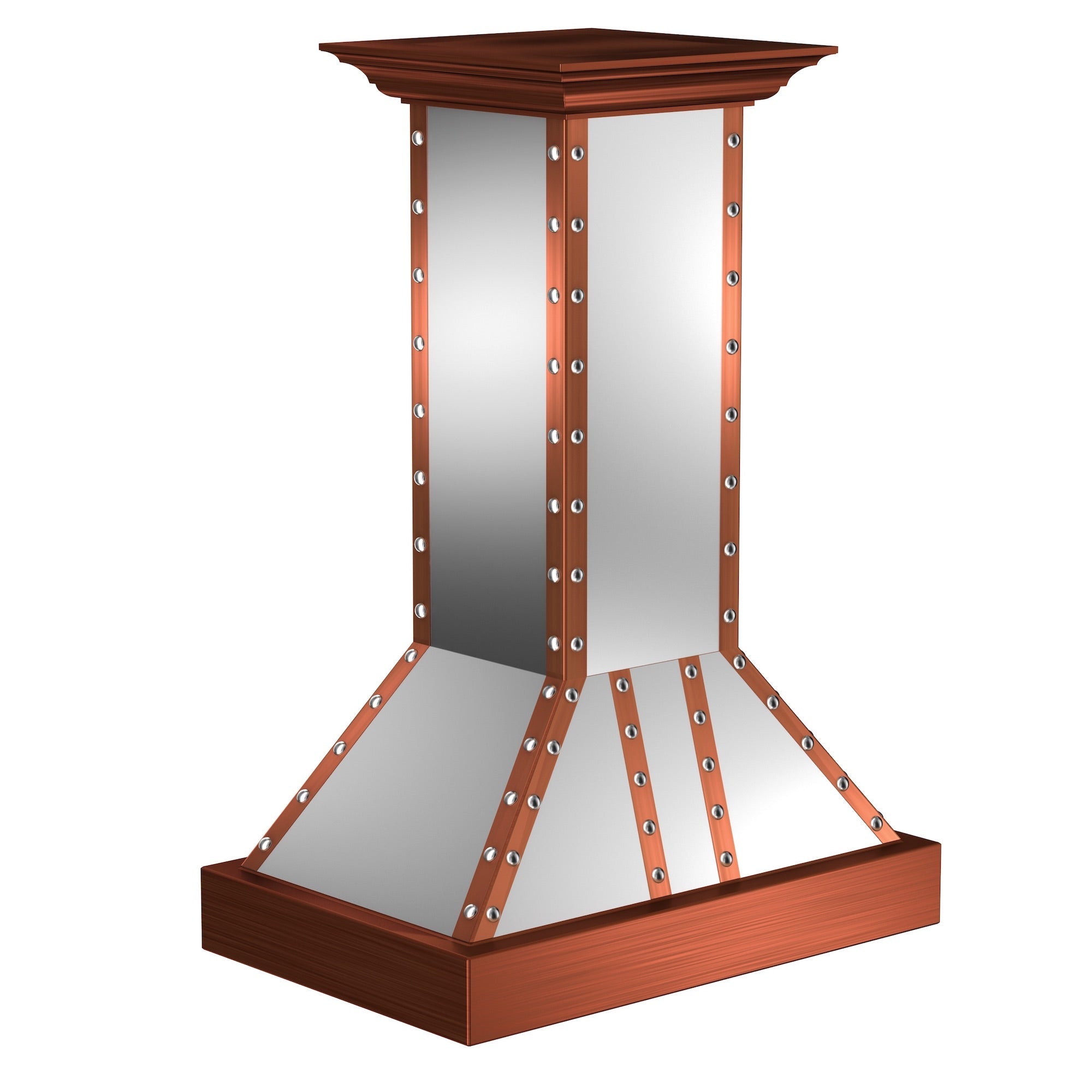 ZLINE 36 in. Designer Series Satin Stainless Steel Island Mount Range Hood with Copper Trim (655i-SCCCS-36)