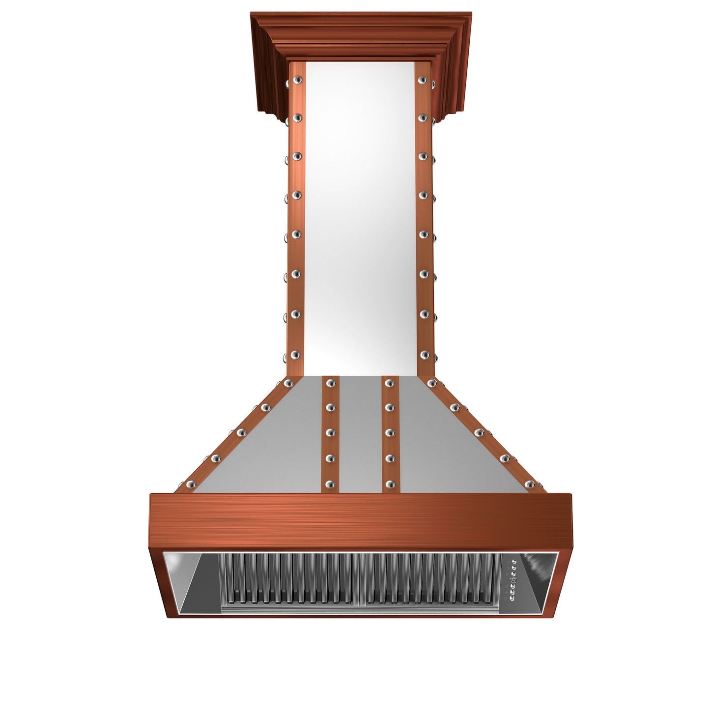 ZLINE 36 in. Designer Series Satin Stainless Steel Island Mount Range Hood with Copper Trim (655i-SCCCS-36)
