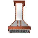 ZLINE 36 in. Designer Series Satin Stainless Steel Island Mount Range Hood with Copper Trim (655i-SCCCS-36)