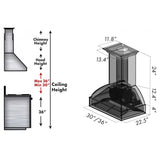 Wooden Wall Mount Range Hood in Walnut and Hamilton - Includes Motor