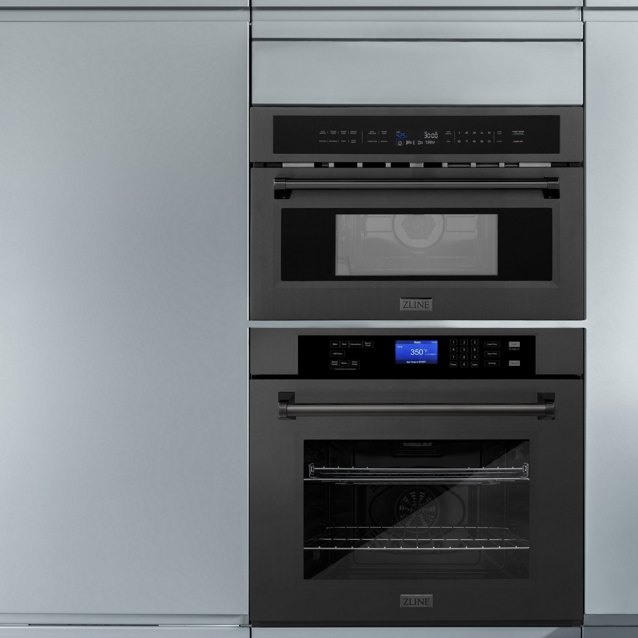 ZLINE 30” 1.6 cu ft. Built-in Convection Microwave Oven in Black Stainless Steel with Speed and Sensor Cooking (MWO-30-BS)